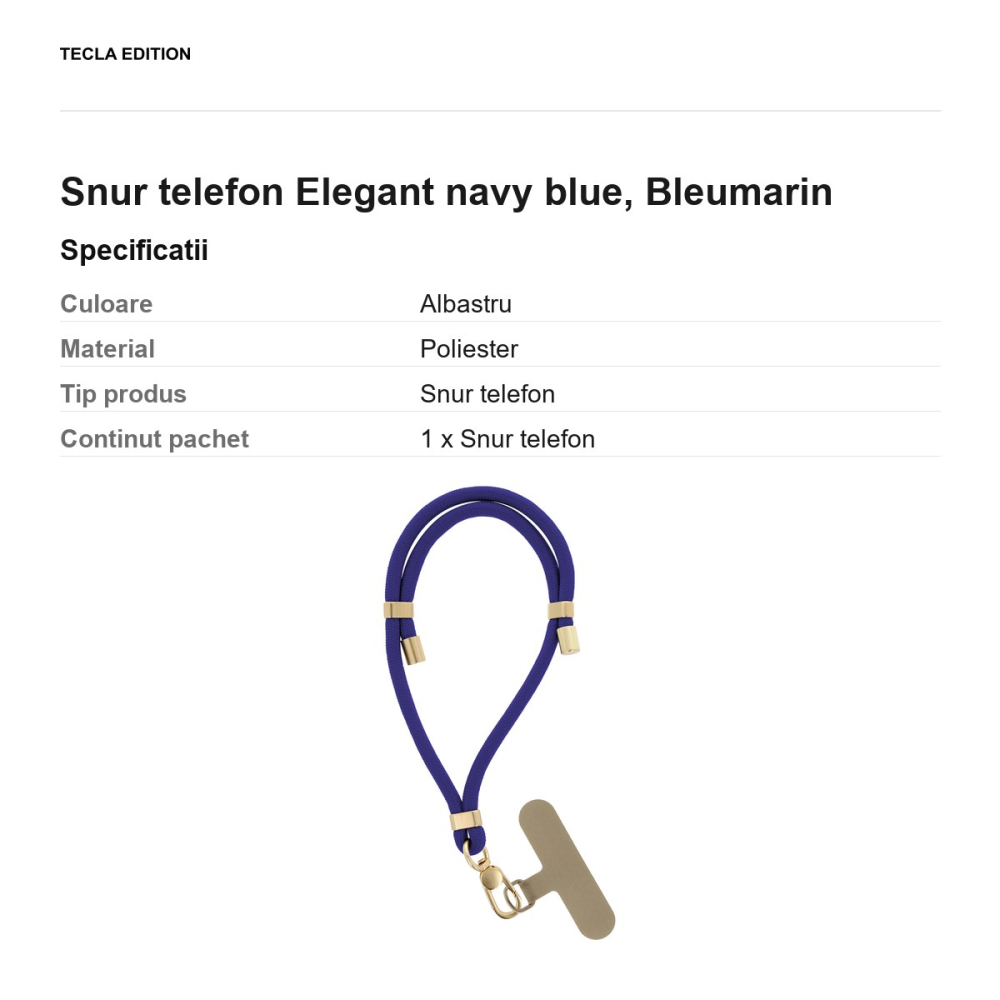 Snur telefon Elegant navy blue 50 cm, Bleumarin [3]