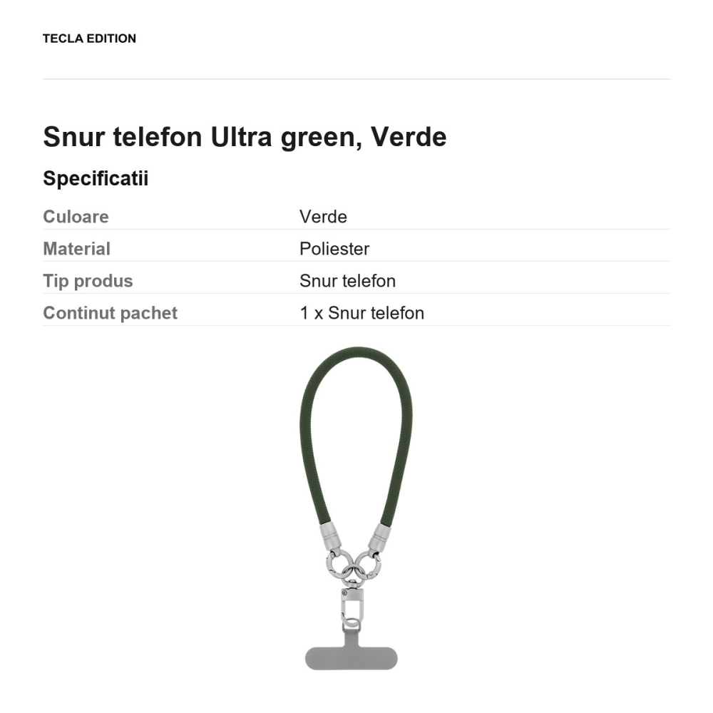 Snur telefon Ultra green 30 cm, Verde [3]