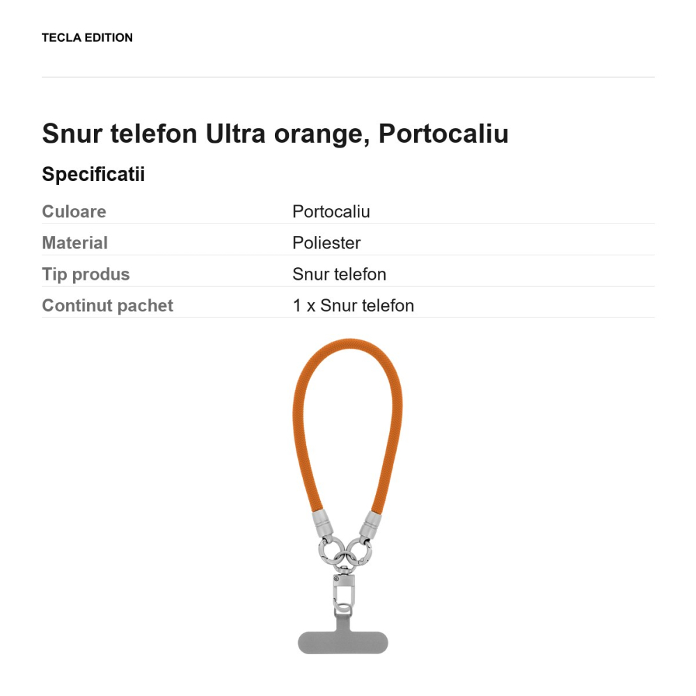 Snur telefon Ultra orange 30 cm, Portocaliu [3]