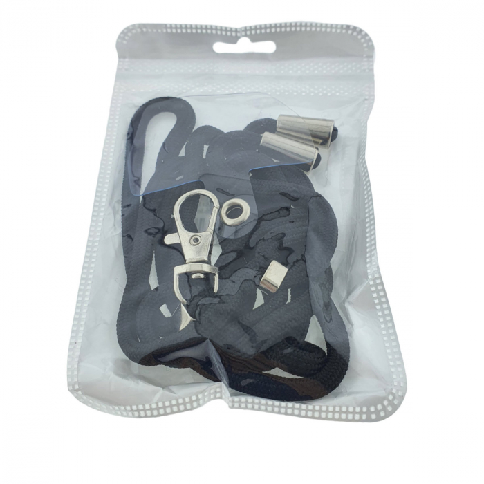 Snur universal de prindere telefon, Neck Strap 92822, lungime 133 cm, reglabila, cu carabina metalica, negru [6]