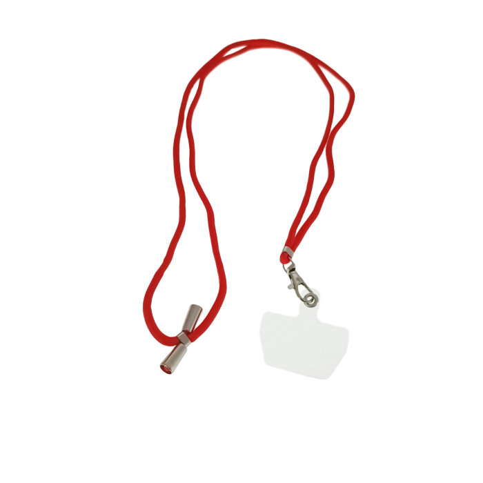 Snur universal de prindere telefon, Neck Strap 92823, lungime 133 cm, reglabil, cu carabina metalica, rosu [2]