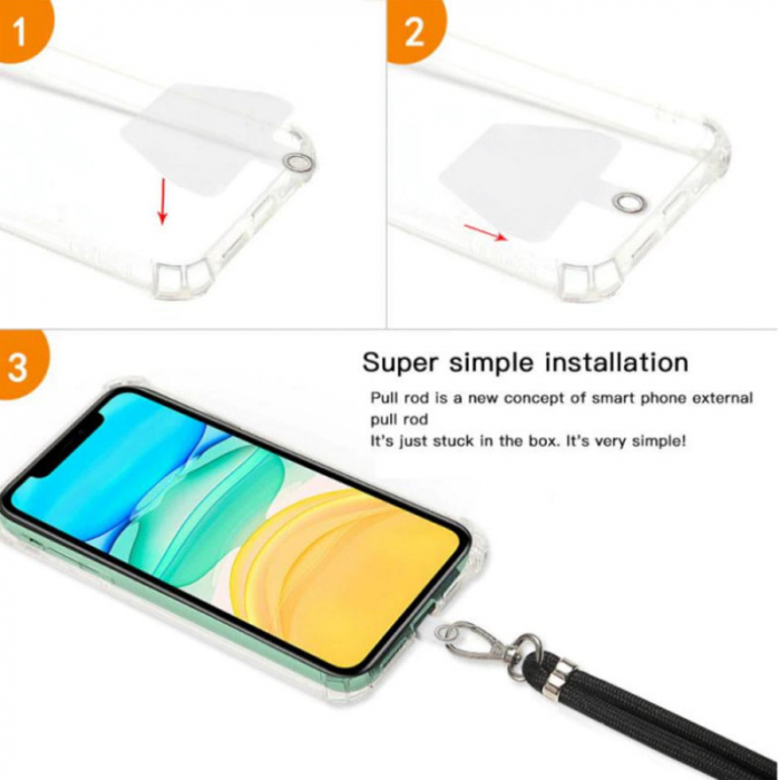 Snur universal de prindere telefon, Neck Strap 92823, lungime 133 cm, reglabil, cu carabina metalica, rosu [7]