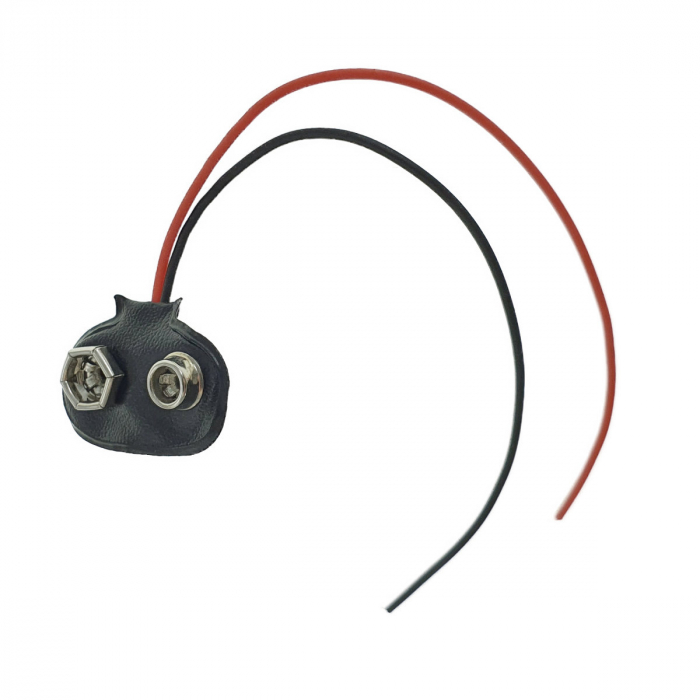 Soclu cu conector 6F22 pentru baterie de 9V si 2 fire [2]