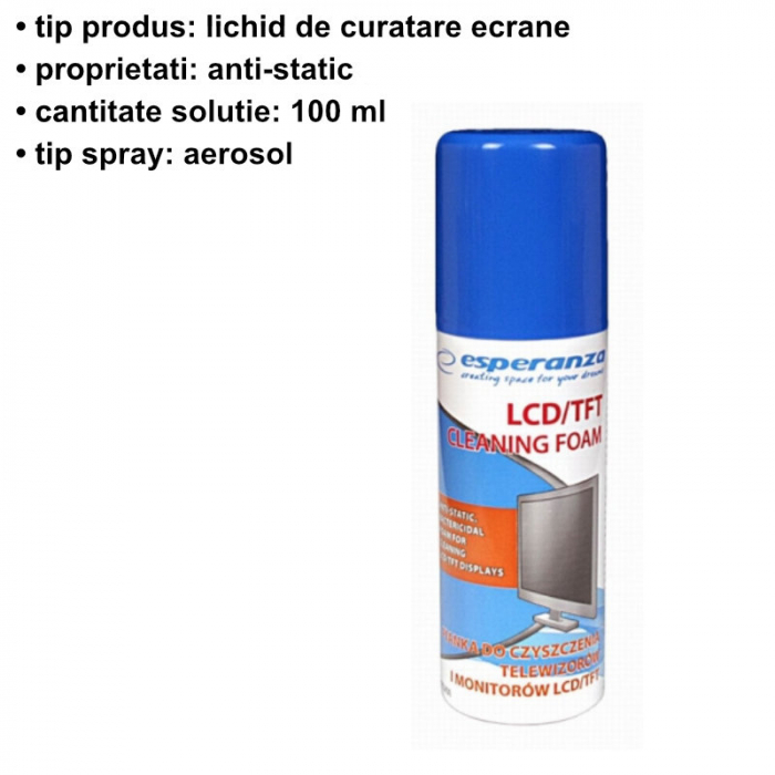 Solutie curatare ecrane 100ml, Esperanza ES101, anti-statica, pentru ecrane LCD/TFT [5]