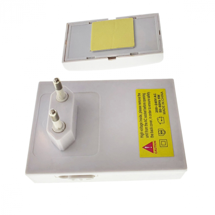 Sonerie cu buton Wireless conectare la priza electrica, Flores FE-40794, si receptor, 32 melodii, raza actiune 100 metri, sistem anti-interferenta, alba cu albastru [4]