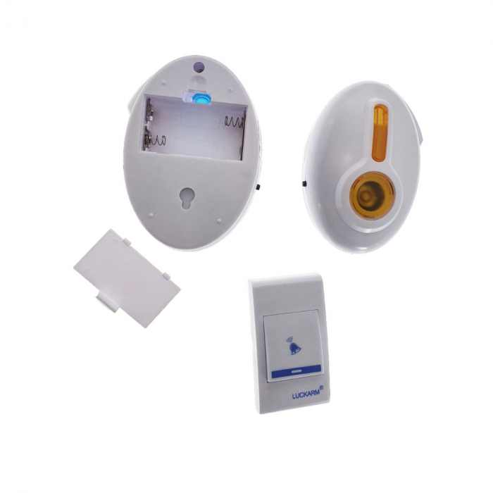 Sonerie Luckarm 7620 fara fir, cu un buton si 2 sonerii cu led, 30 melodii, albastru cu portocaliu [4]