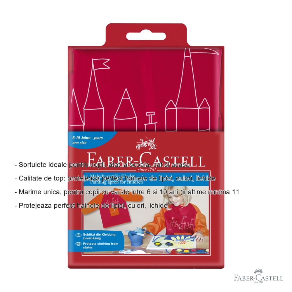 Sortulet pentru pictura Faber-Castell Blackberry, maneci lungi cu elastic, pentru copii 6-10 ani [2]