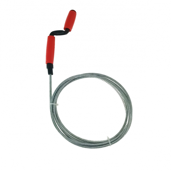 Spirala metalica cu maner pentru desfundat tevi, tip sarpe, 3M x 6mm, argintiu cu rosu [1]