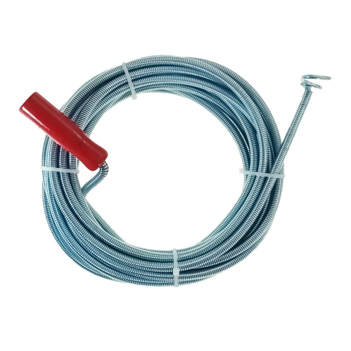 Spirala metalica cu maner pentru desfundat tevi, tip sarpe, Top Tools 34D308, 8M x 10mm, argintiu cu rosu [2]