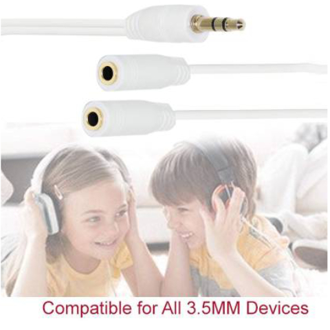 Adaptor audio stereo Jack 3.5 mm 3 pini tata la 2 x Jack 3.5 mm 3 pini mama, 10 cm, Alb [3]
