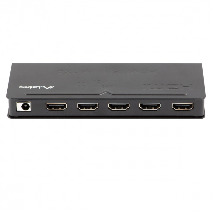 Splitter video Lanberg 42431, o intrare HDMI si 4 porturi de iesire HDMI 4K, 3D, alimentare DC jack 110-250V 1A, negru [3]