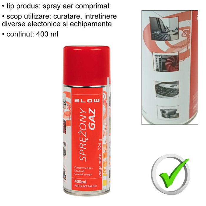 Spray aer comprimat, 400ml, Blow 06130, pentru curatare si intretinere [4]