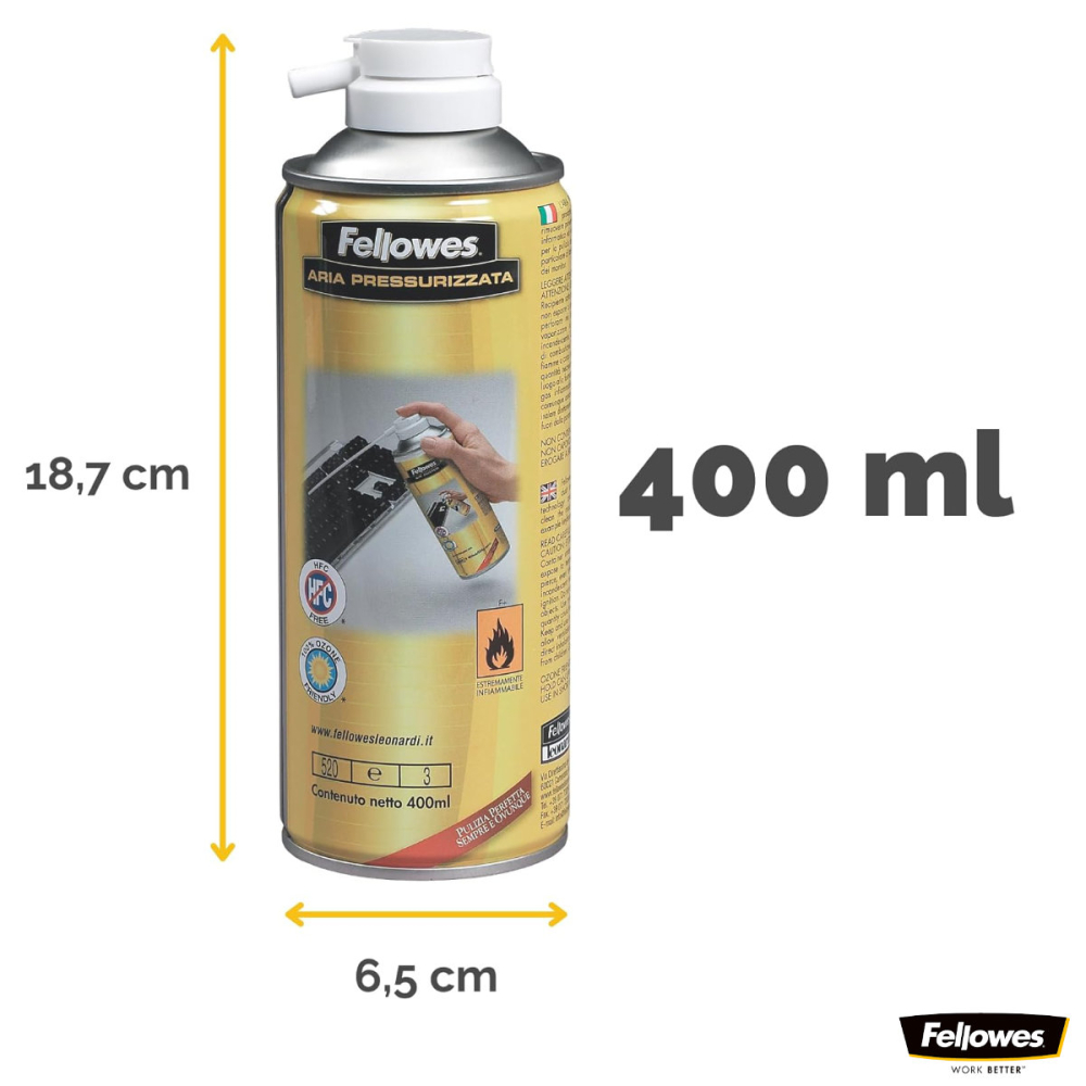 Spray de curatare cu aer comprimat 400 ml, Fellowes, pentru tastatura si echipamente IT, indeparteaza praful [2]