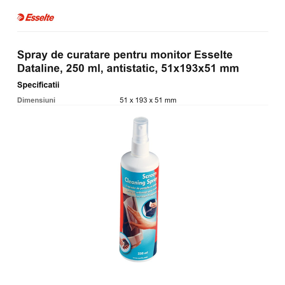 Spray de curatare pentru monitor Esselte Dataline, 250 ml, antistatic, 51x193x51 mm [3]