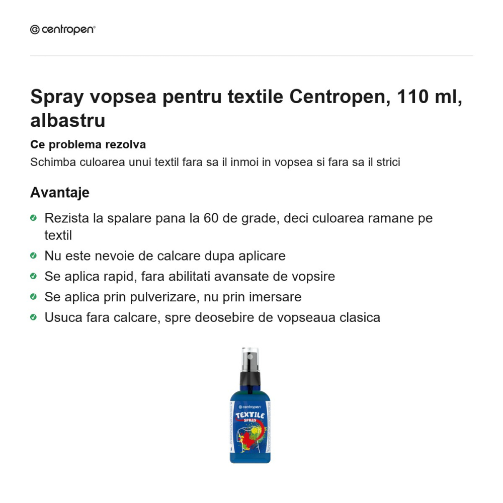 Spray vopsea pentru textile Centropen, 110 ml, albastru [2]