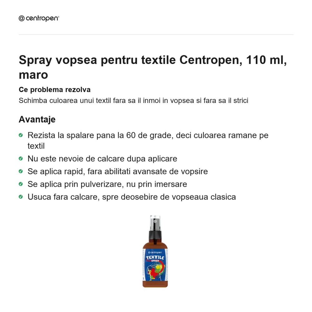 Spray vopsea pentru textile Centropen, 110 ml, maro [2]