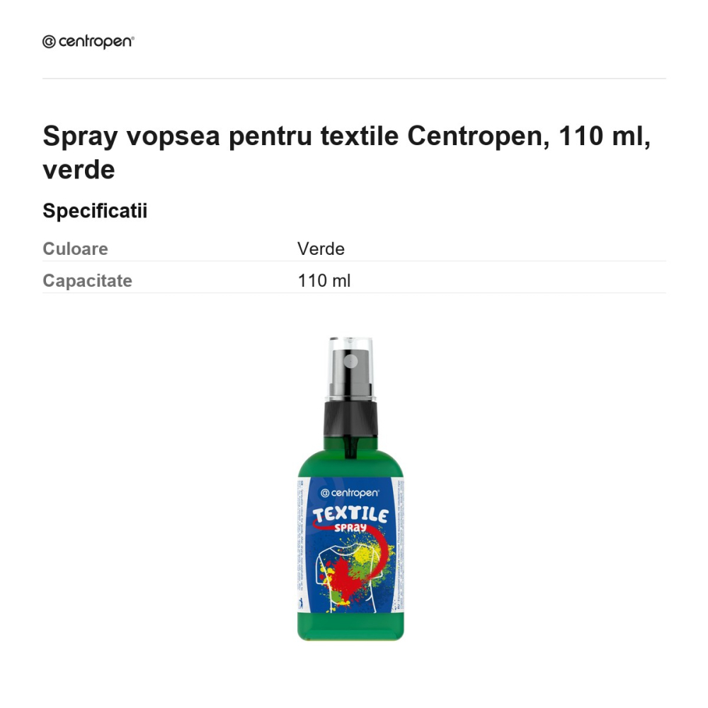 Spray vopsea pentru textile Centropen, 110 ml, verde [3]