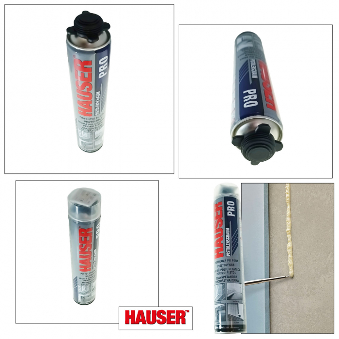 Spuma poliuretanica expandabila, Hauser Pro 20482, pentru pistol, etansare, izolare si reparare, 650ml [4]