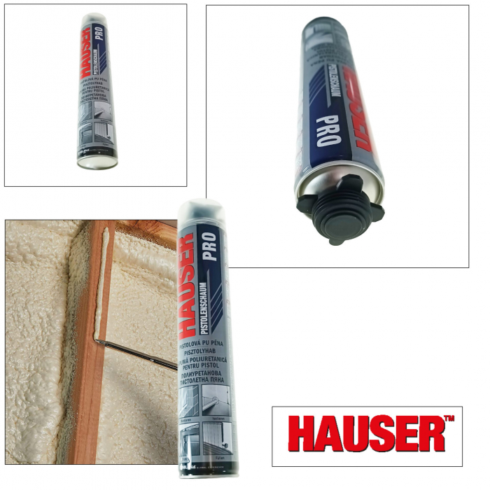 Spuma poliuretanica expandabila, Hauser Pro 20482, pentru pistol, etansare, izolare si reparare, 650ml [3]