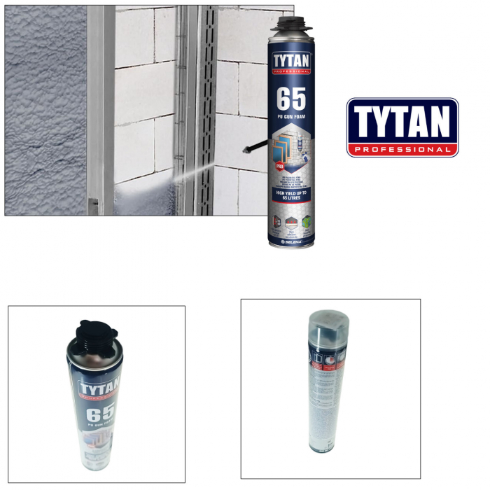 Spuma poliuretanica expandabila TYTAN 65 Professional 20468, 840ml, pentru pistol, izolatie fonica si termica [4]