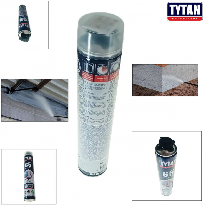 Spuma poliuretanica expandabila TYTAN 65 Professional 20468, 840ml, pentru pistol, izolatie fonica si termica [3]