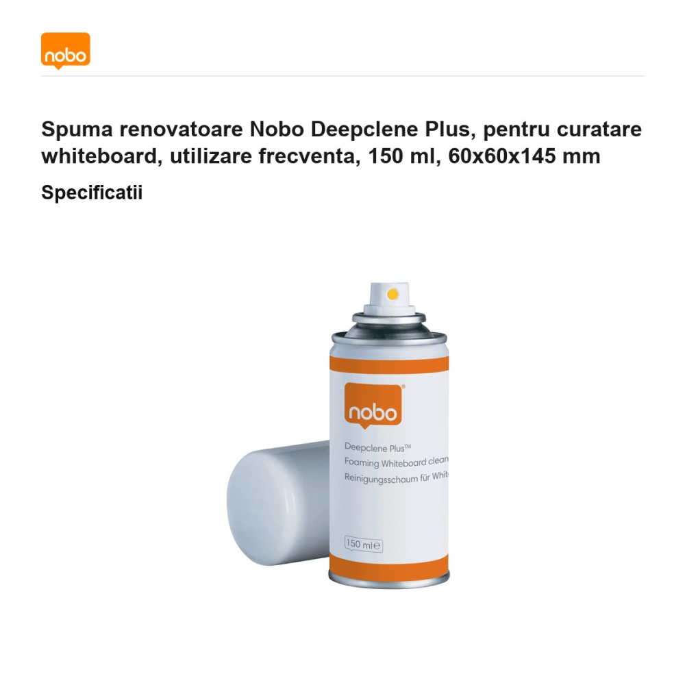 Spuma renovatoare Nobo Deepclene Plus, pentru curatare whiteboard, utilizare frecventa, 150 ml, 60x60x145 mm [3]