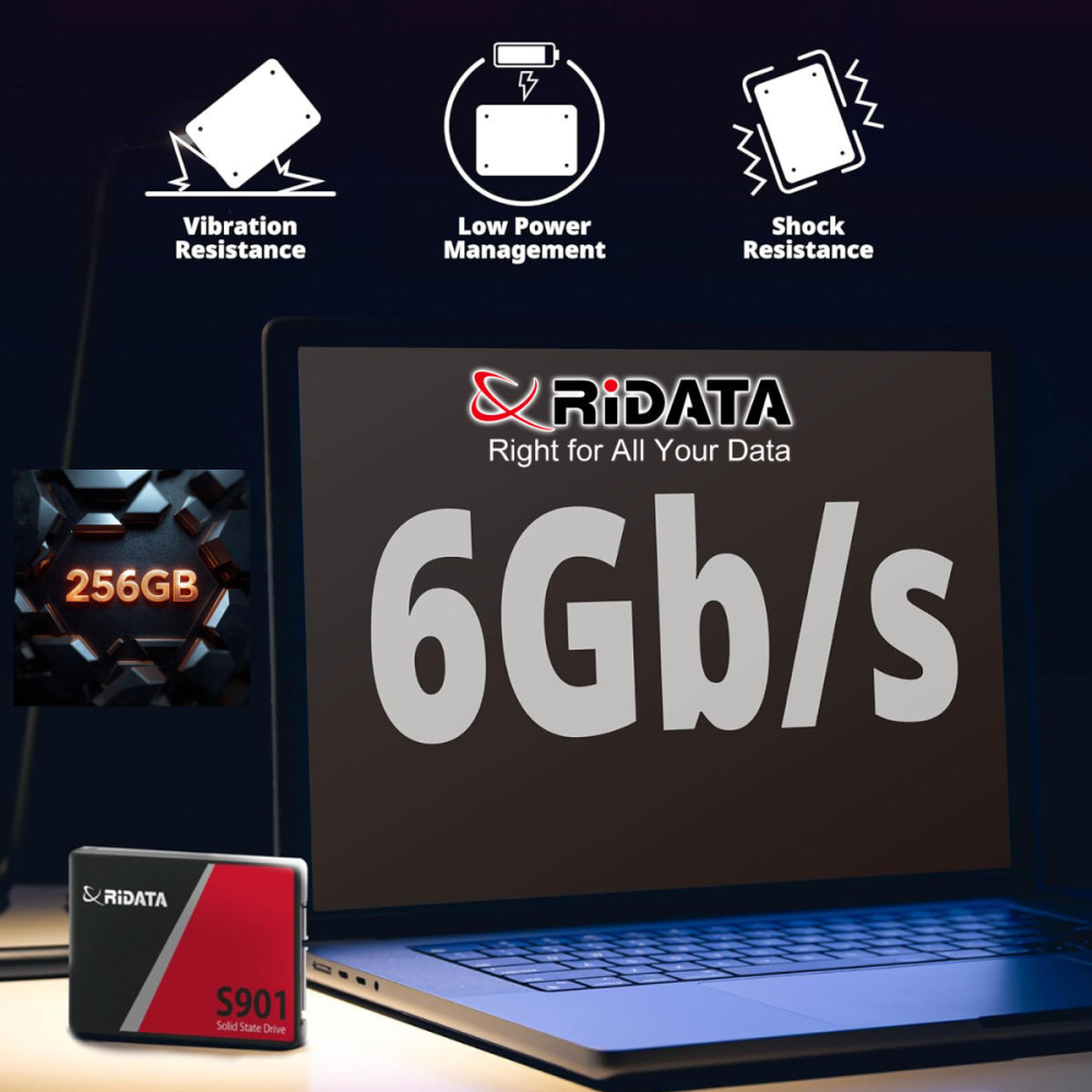 SSD 2.5 SATA 256GB RIDATA S901, Viteza Maxima 550 MB/s, pentru Sistem de Operare, Gaming, Workstation, cu Tehnologie Avansata LDPC ECC [5]