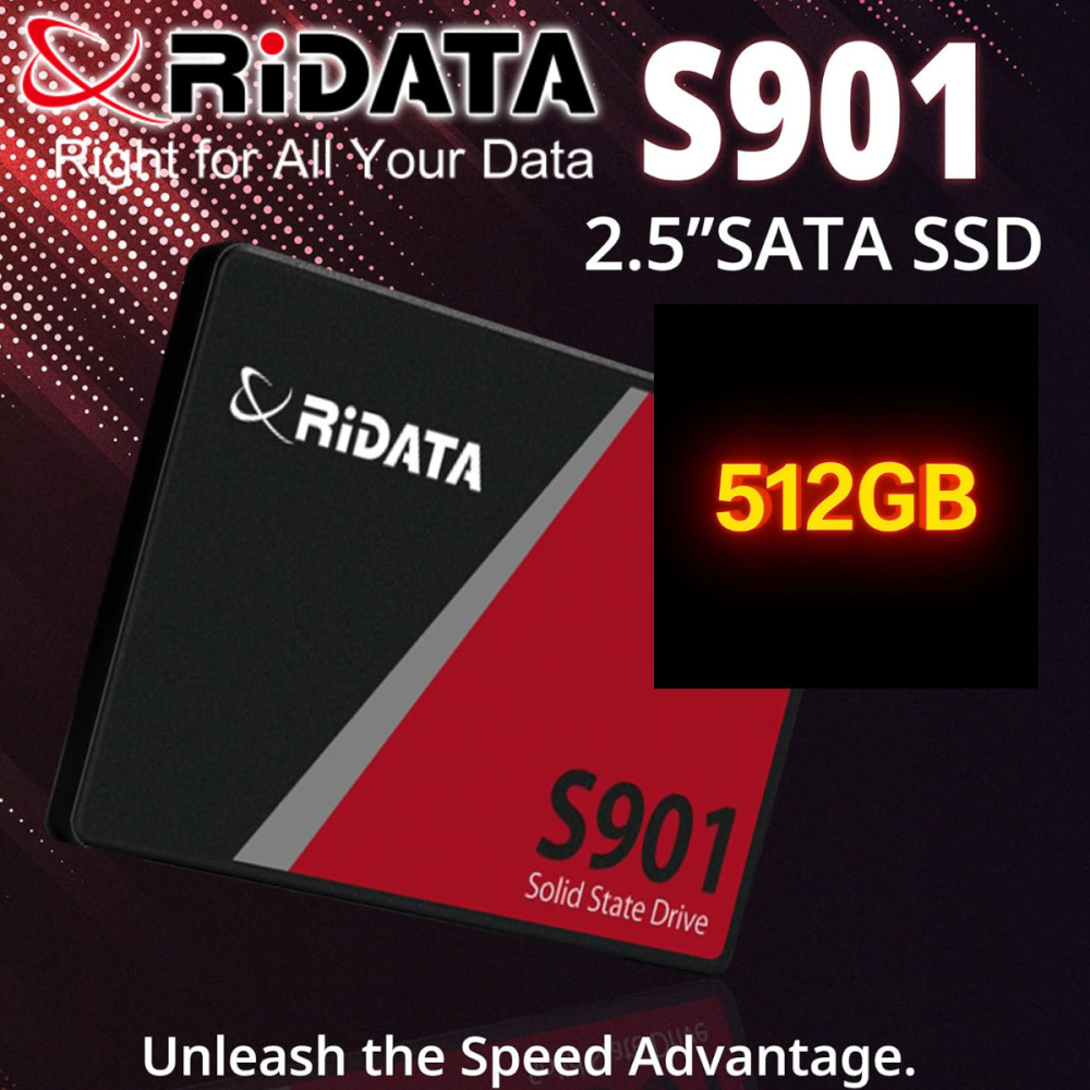 SSD 2.5 SATA 512GB RIDATA S901, Viteza Maxima 550 MB/s, pentru Gaming, Workstation, Backup, cu Tehnologie Avansata LDPC ECC [6]