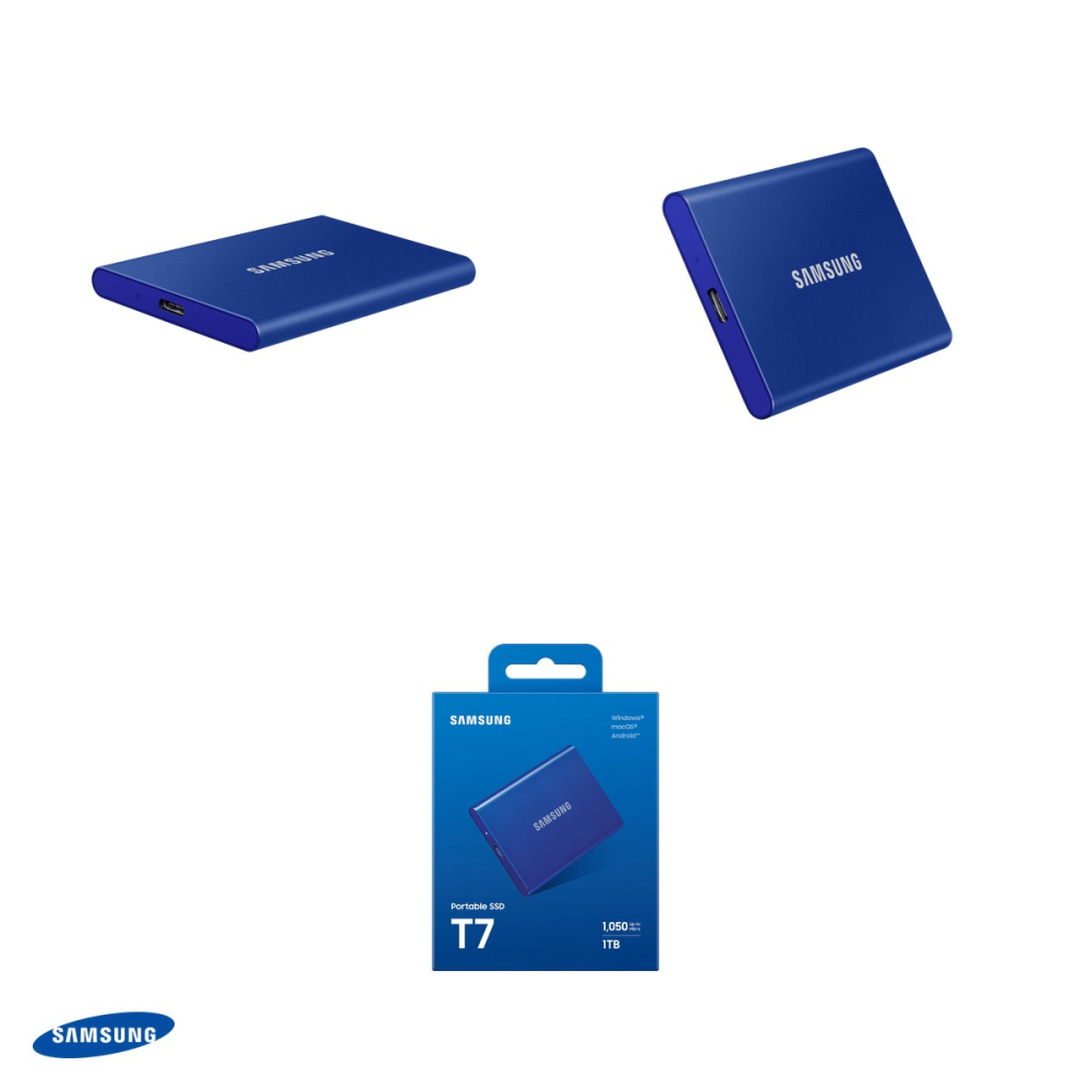 SSD extern portabil Samsung T7, 1 TB, USB-C, USB 3.2 Gen 2 10 Gbps, citire 1.050 MB/s, scriere 1.000 MB/s, criptare AES 256-bit, albastru, MU-PC1T0H/WW [5]