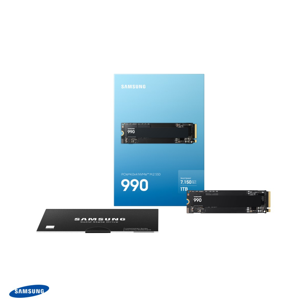 SSD intern Samsung 990, 1 TB, M.2 2280, PCIe 4.0 x4 NVMe 2.0, citire 7.150 MB/s, scriere 6.450 MB/s, fara DRAM cu HMB, negru, MZ-V9V1T0BW [6]