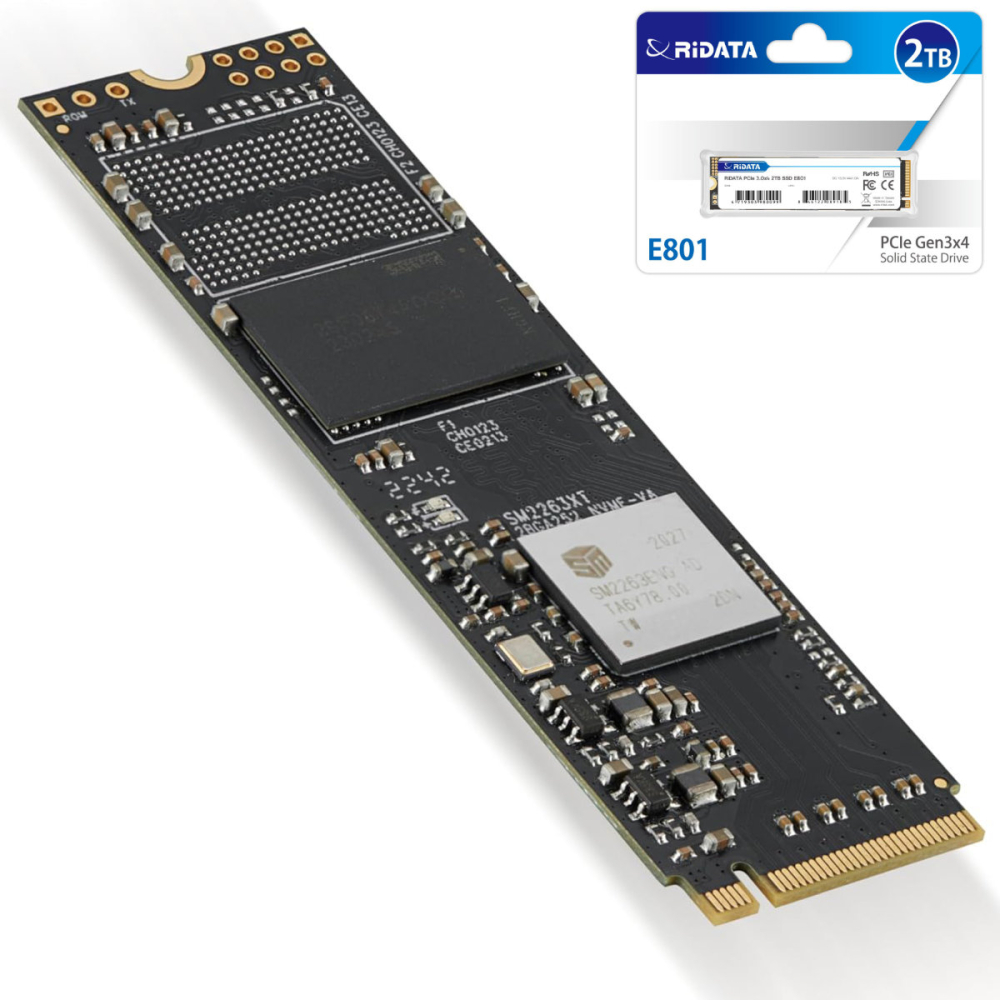 SSD M.2 NVMe 2TB RIDATA E801, PCIe Gen3 x4, Viteza citire 2200 MB/s, pentru Laptop, PC Gaming, Workstation, cu NAND 3D si tehnologie LDPC [4]