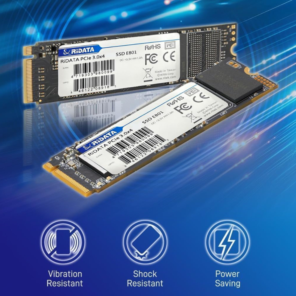SSD PCIe M.2 NVMe RIDATA E801, 256 GB, Viteza Citire 2100 MB/s, Upgrade Laptop & PC, Tehnologie LDPC [3]