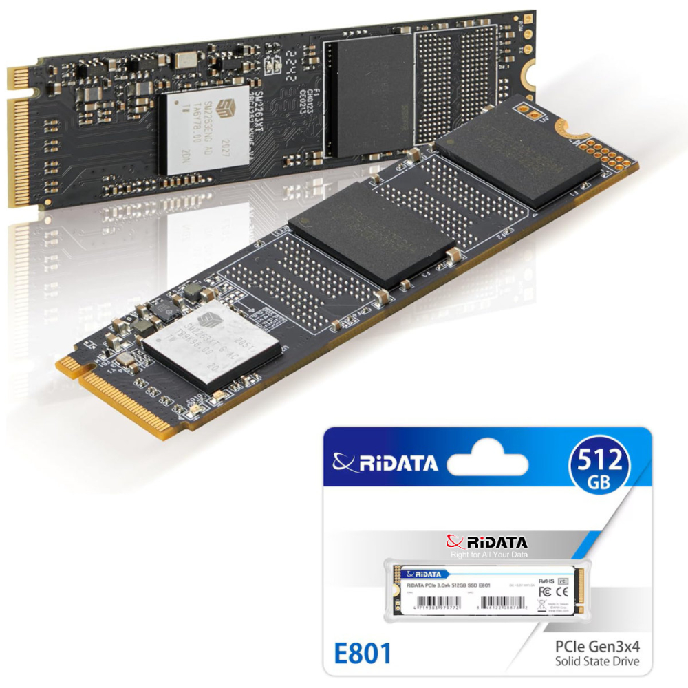 SSD PCIe M.2 NVMe RIDATA E801, 512 GB, Viteza Citire 2200 MB/s, Scriere 1800 MB/s, Upgrade Performanta, LDPC [5]