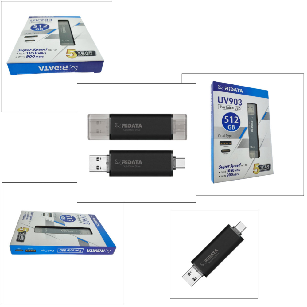 SSD Portabil Extern 512GB Viteza 1050 MB/s Dual USB-C si USB-A, RiDATA UV903, pentru Backup si Transfer Rapid, Negru [5]