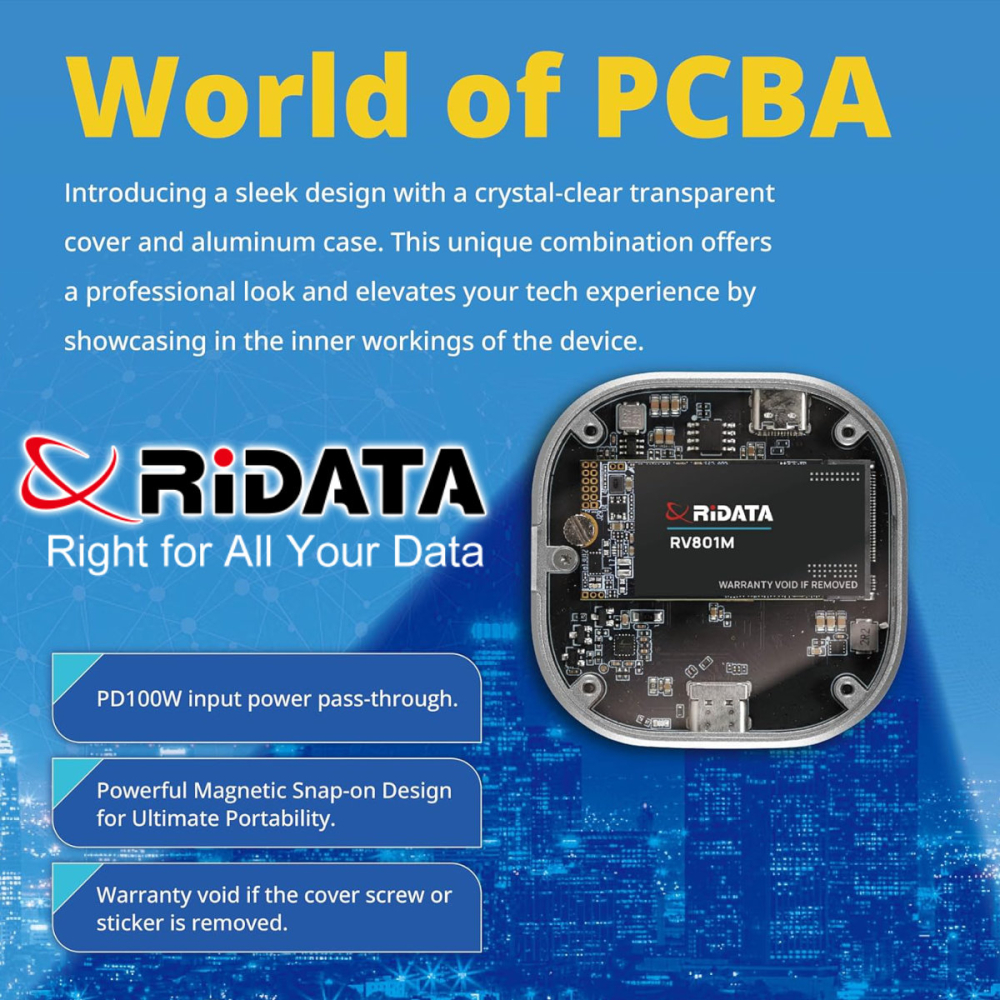 SSD Portabil Extern RiDATA RV801M 512 GB, Viteza Mare 1050 MB/s, Compatibil MagSafe si iPhone pentru Filmari ProRes, Carcasa Metalica cu Capac Transparent [9]