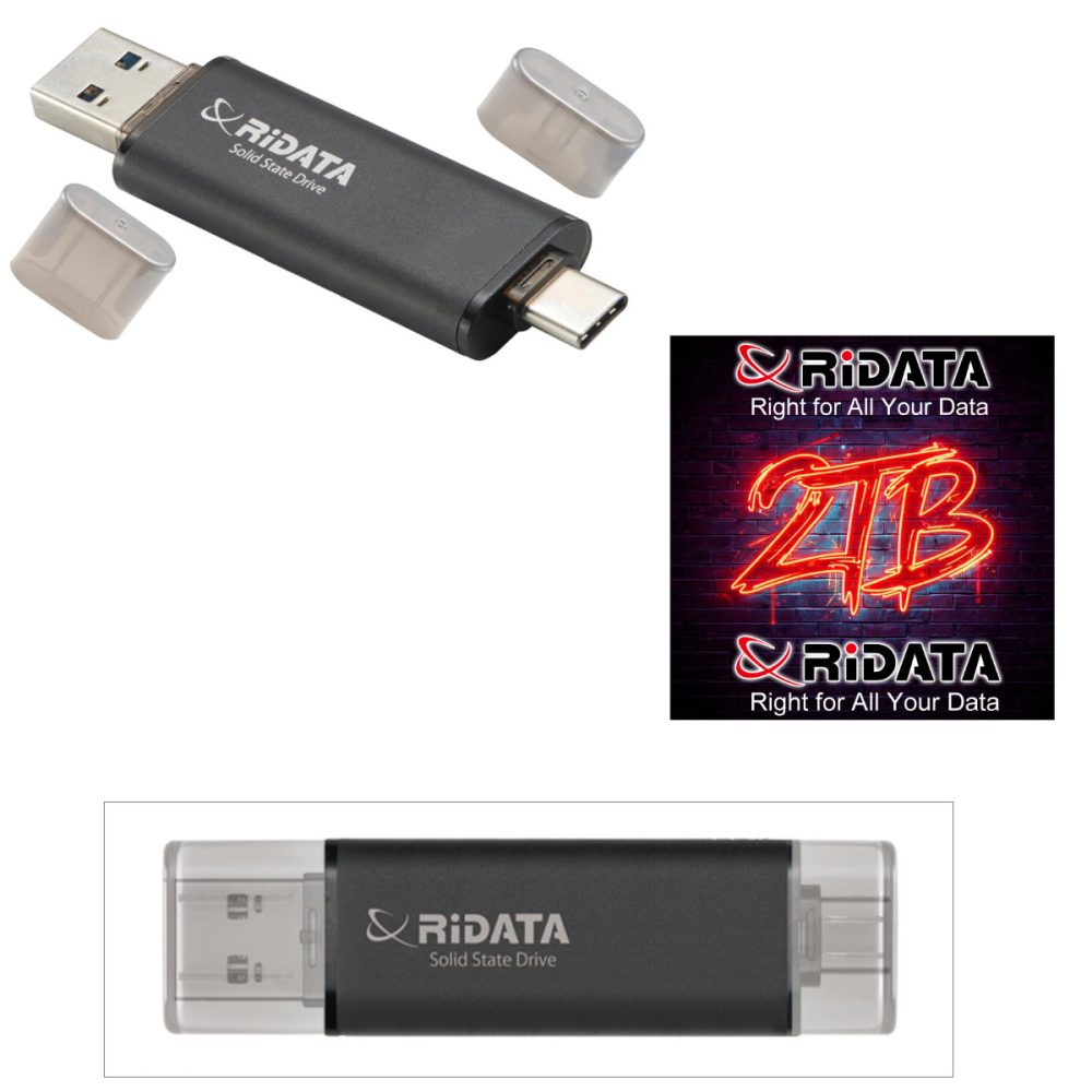 SSD Portabil Extern RiDATA UV903 2 TB, Viteza 1050 MB/s, Dual Port USB-C si USB-A, Compatibil Universal [2]