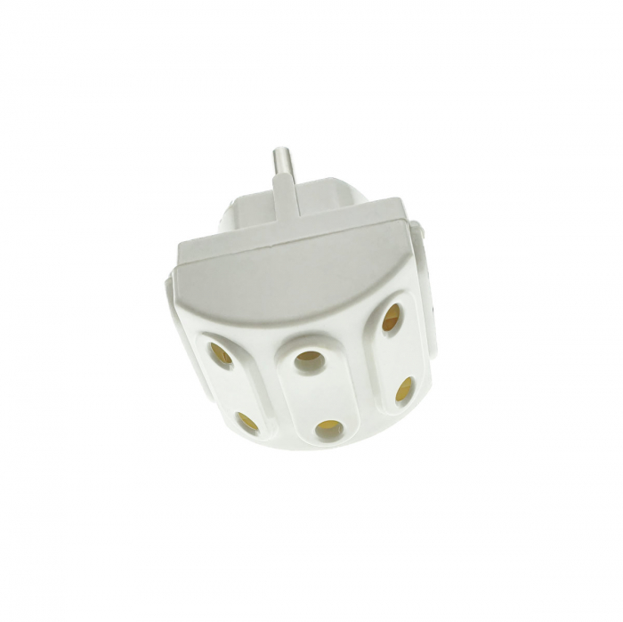 Stecher cu 5 prize, FE-40087, fara impamantare, 6A 220V, alb [2]