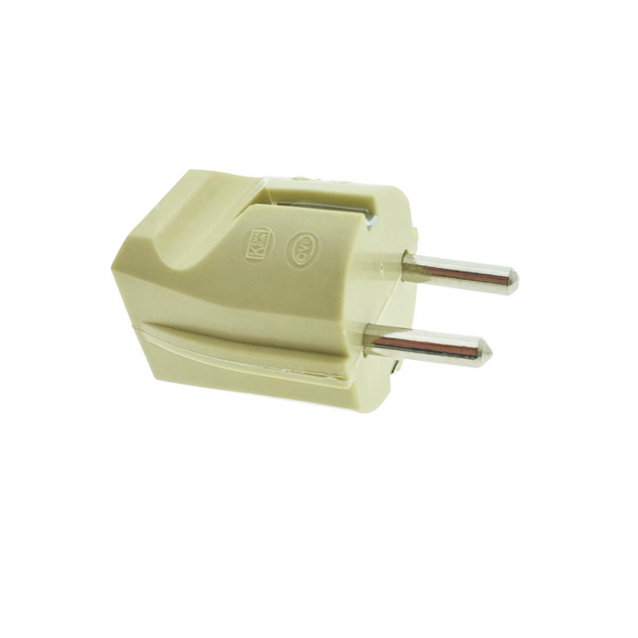 Stecher demontabil schuko, cu impamantare, 220V, 16A, cu iesire dreapta, din ebonita, bej [4]
