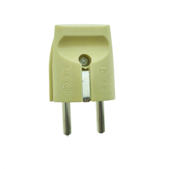 Stecher demontabil schuko, cu impamantare, 220V, 16A, cu iesire dreapta, din ebonita, bej [3]