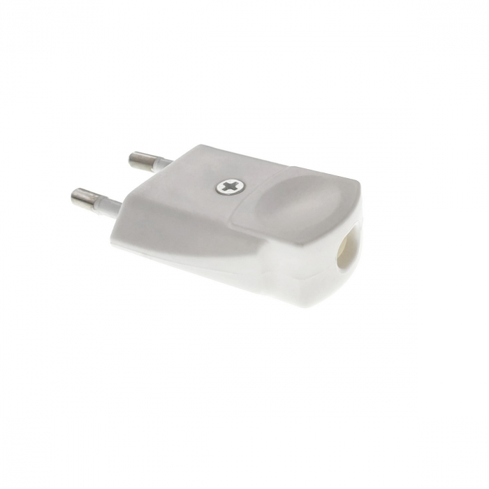 Stecher plat, priza EU, IP20, 10A, 220 - 240V, 50Hz, dimensiuni 60 x 37 x 16mm, alb [1]