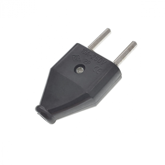 Stecher plat, priza EU, IP20, 10A, 220 - 240V, 50Hz, dimensiuni 65 x 34 x 14mm, negru [1]