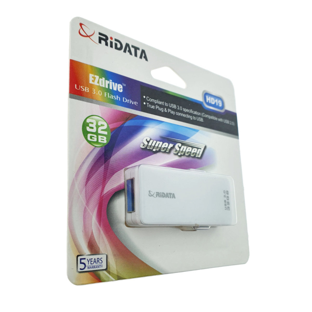 Stick USB 3.0 RiDATA, 32 GB, Transfer Rapid, Fisiere Mari, Backup, Conector Retractabil Alb [2]