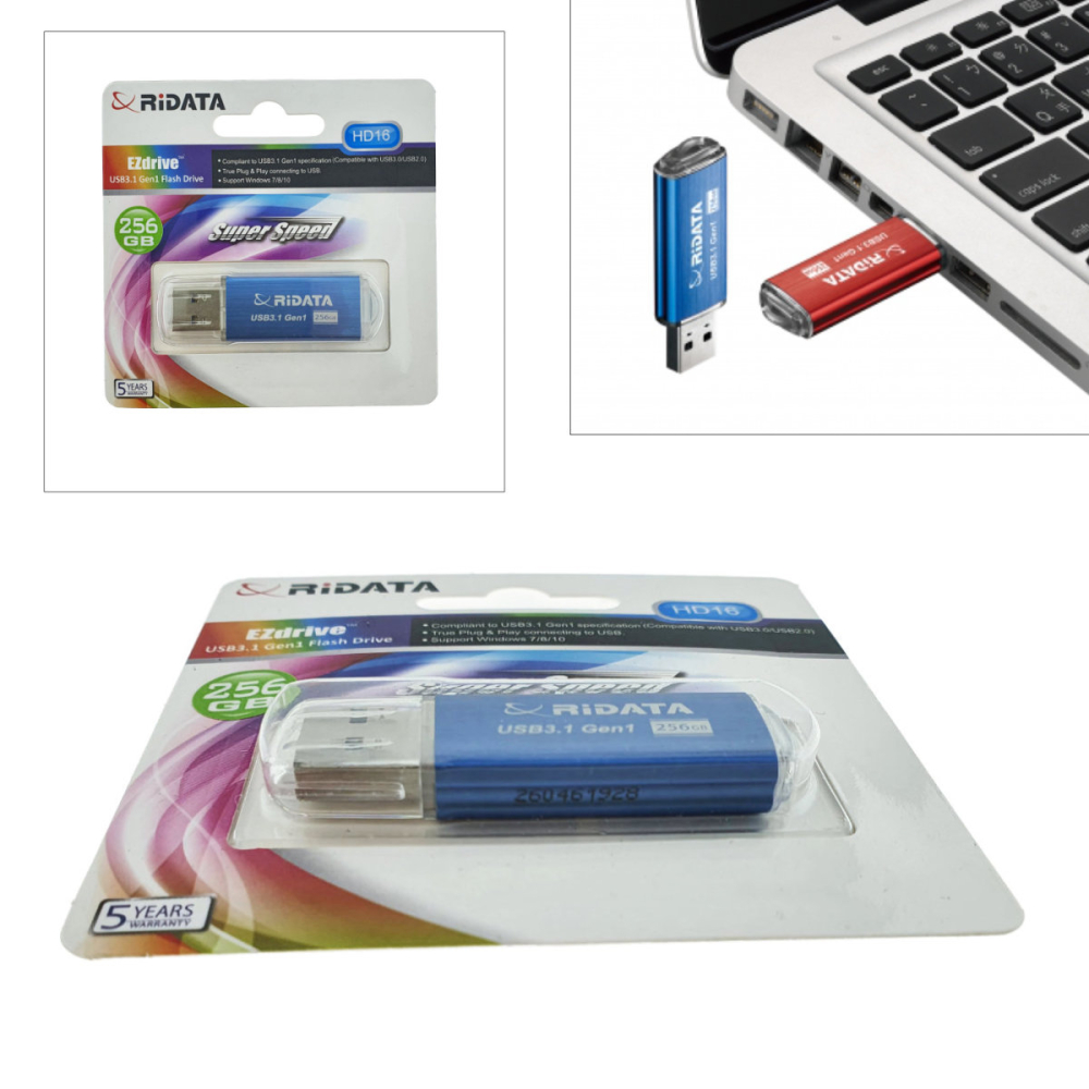 Stick USB 3.1 RiDATA 256GB Transfer Rapid Carcasa Metalica pentru Stocare Documente, Backup, cu Functie Securitate Partitie Privata, Albastru [3]