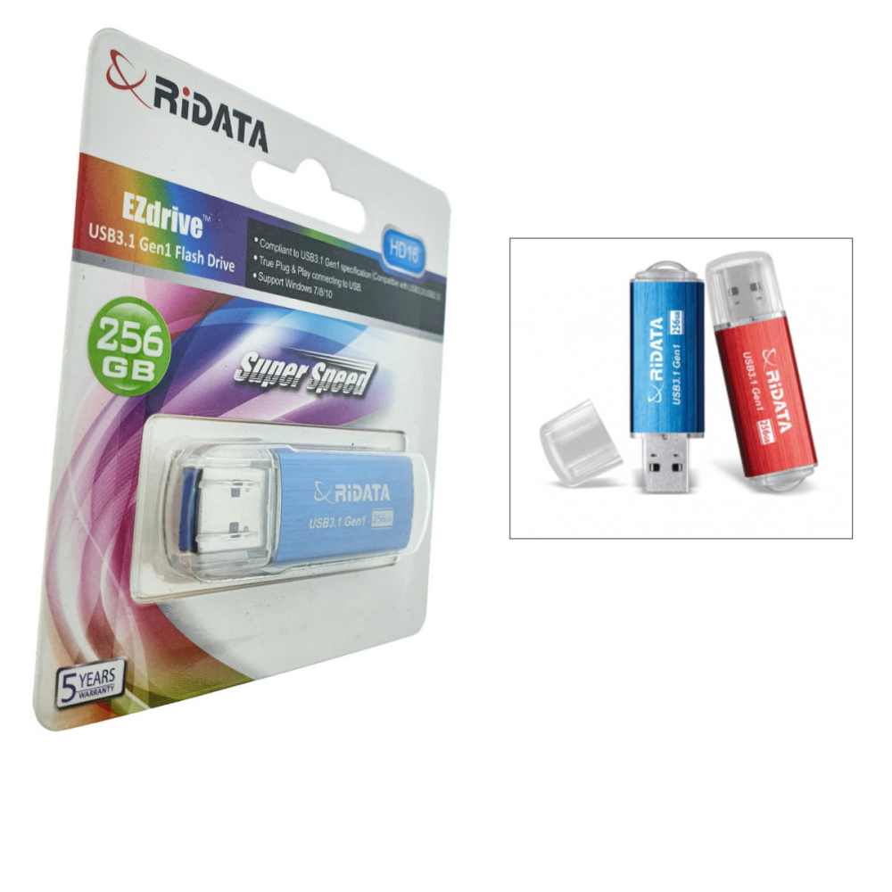 Stick USB 3.1 RiDATA 256GB Transfer Rapid Carcasa Metalica pentru Stocare Documente, Backup, cu Functie Securitate Partitie Privata, Albastru [2]