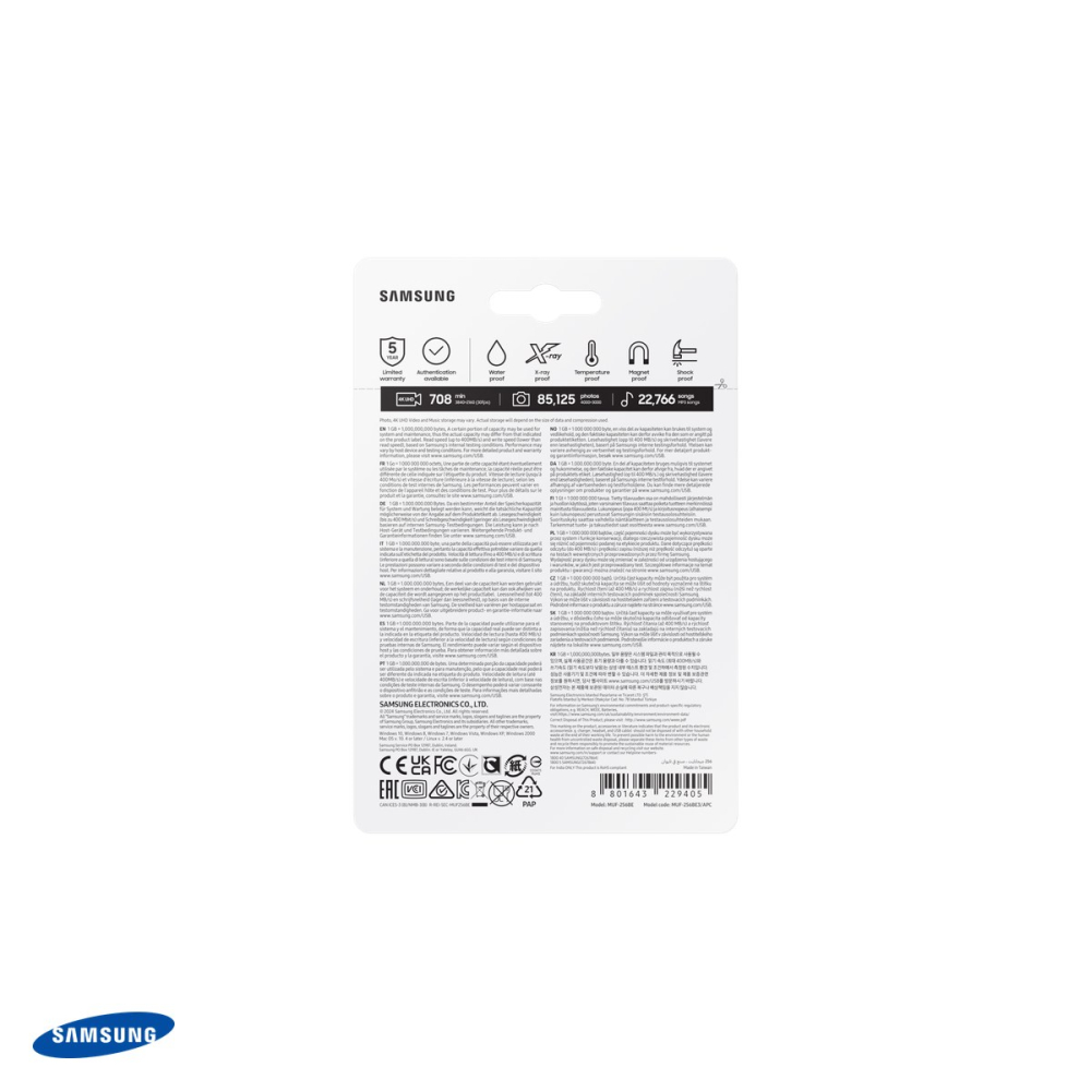 Stick USB Samsung BAR Plus, 256 GB, USB-A, USB 3.1 Gen 1, citire pana la 400 MB/s, corp metalic rezistent la apa si socuri, argintiu, MUF-256BE3/APC [6]