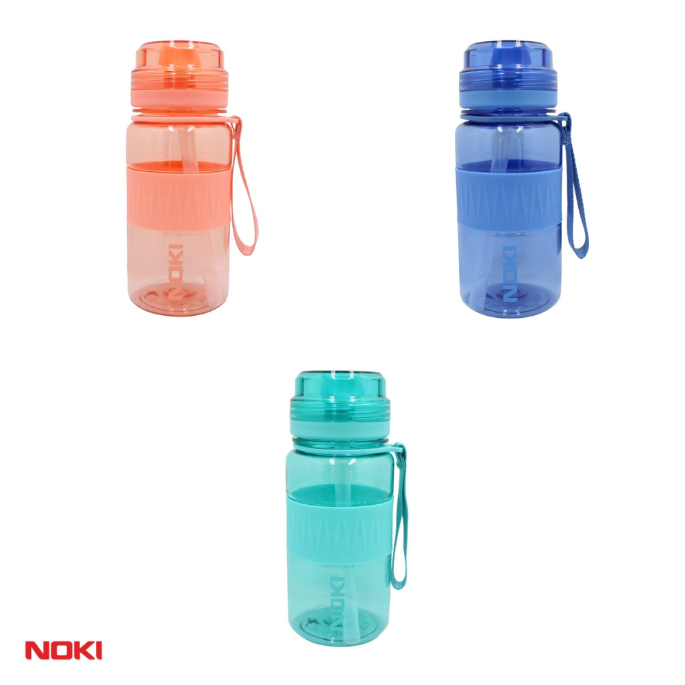 Sticla de apa pentru copii Noki T-0113 din tritan, 400 ml, cu pai integrat, capac flip-top etans, curea de transport, culori asortate [4]