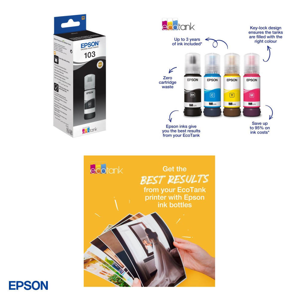 Sticla de cerneala Epson 103 EcoTank, 65 ml, cerneala dye, randament 4.300-4.700 pagini, pentru imprimante EcoTank, negru, C13T00S14A [4]