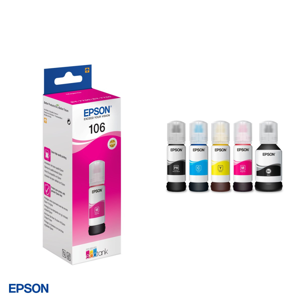 Sticla de cerneala Epson 106 EcoTank, 70 ml, randament 5.000 pagini, pentru ET-7700, ET-7750, L7160 si L7180, magenta, C13T00R340 [4]