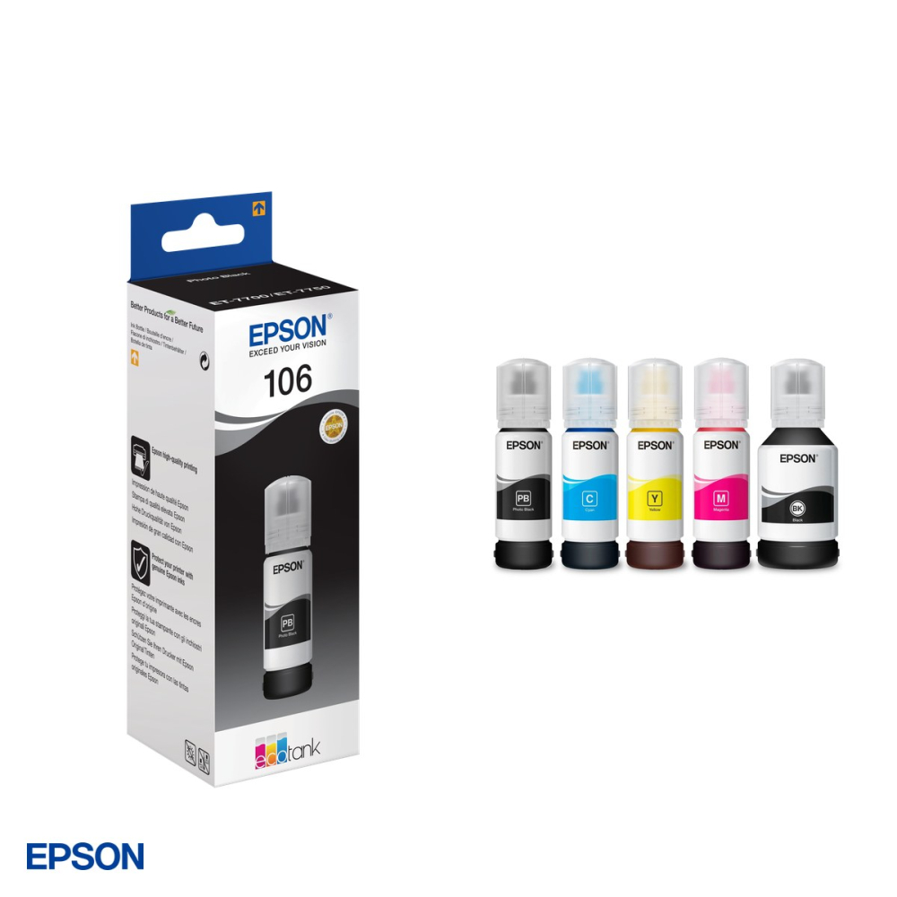 Sticla de cerneala Epson 106 EcoTank, 70 ml, randament 5.000 pagini, pentru ET-7700, ET-7750, L7160 si L7180, negru foto (Photo Black), C13T00R140 [4]