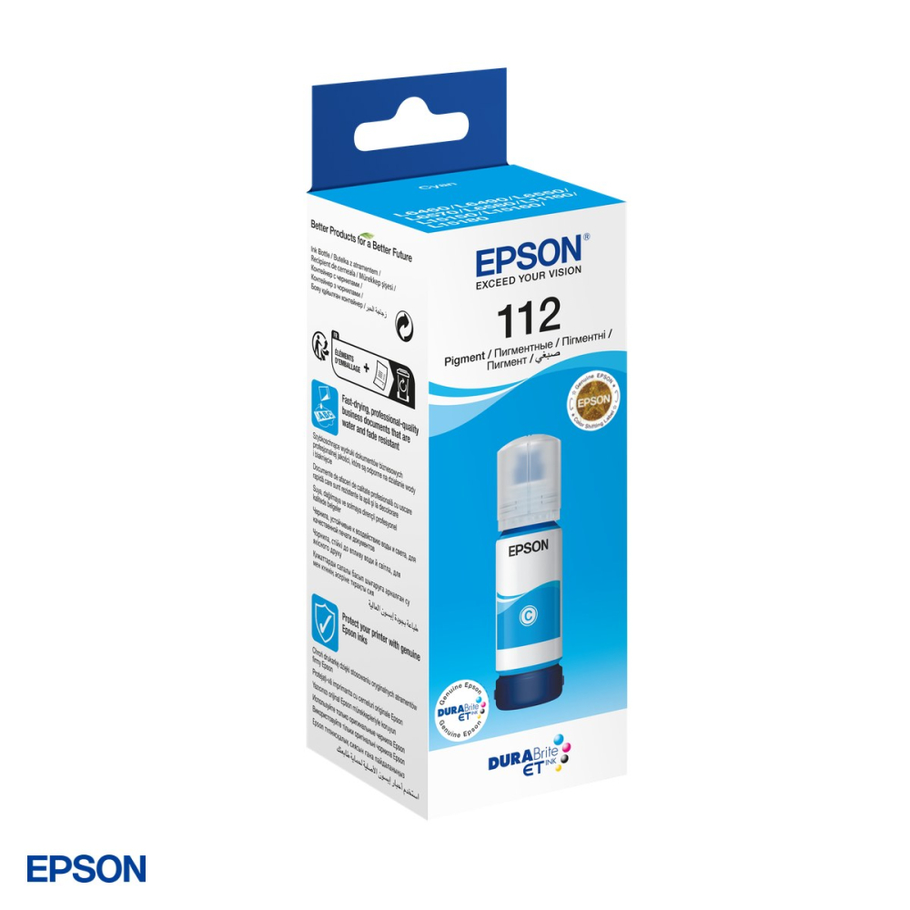 Sticla de cerneala Epson 112 EcoTank, 70 ml, cerneala pigment, randament 6.000 pagini, pentru imprimante EcoTank, cyan, C13T06C24A [4]